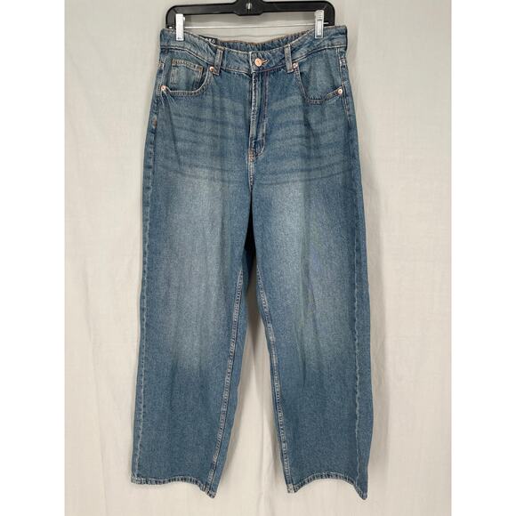 H&M Denim - HM Jeans Womens 10 90s Baggy Wide Leg Loose High Waist Rise Cotton Denim